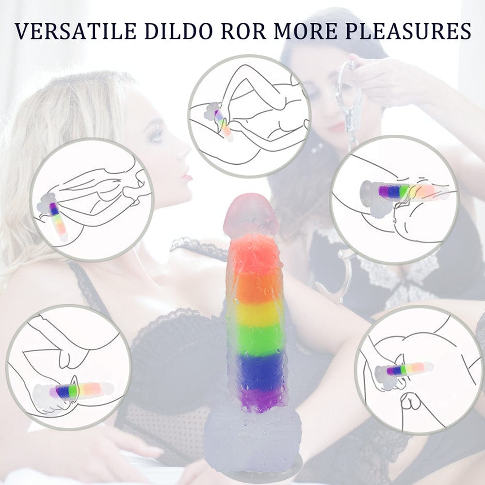 דילדו שקוף צבעוני גדול 🌈 - Passionate society